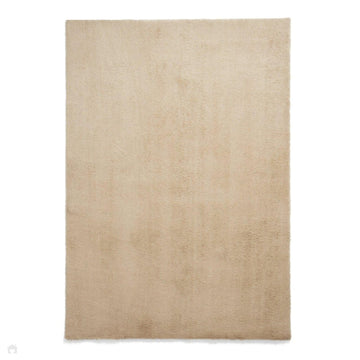 Washable Kara Modern Plain Tonal Shimmer Soft-Touch Textured Eco-Recycled Polyester Sleek Low Profile Shaggy Pile Beige Rug-Think Rugs-Rug Love - The Most Loved Rug Store